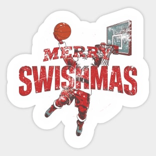 Funny Merry Swishmas Dunking Santa Basketball Sticker